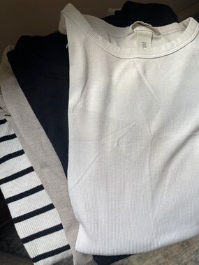 H&M Mama Maternity Tee - 4 white, beige, black, and stripe (3 mediums & 1 large)
